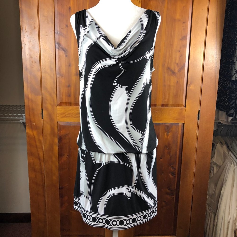 White House Black Market Beachy Tropical Print Drop Waist Dress Vacation Travel